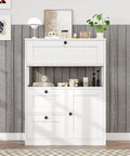 Space Saving Freestanding Bathroom Cabinet With One Door And Three Drawers Modern Floor Storage Organizer in white MDF