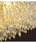 Close-up of crystal details on a Modern LED Pendant Chandelier for Living Room and Dining Room with Remote Dimming, Diameter 100 cm