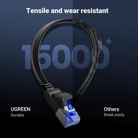Cat 8 Ethernet Cable 20ft Shielded Flat For Gaming PC No Lag PS5 PS4 Xbox Modem Router 40Gbps 2000MHz High Speed Heavy Duty Internet Cable With 20 Cable Clips shown for tensile strength.