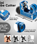 Pro Grade Mini Pipe Cutter For Copper Brass Aluminum And Thin Stainless Steel Pipes 1/8 Inch To 1 1/8 Inch Tube Cutter Tool
