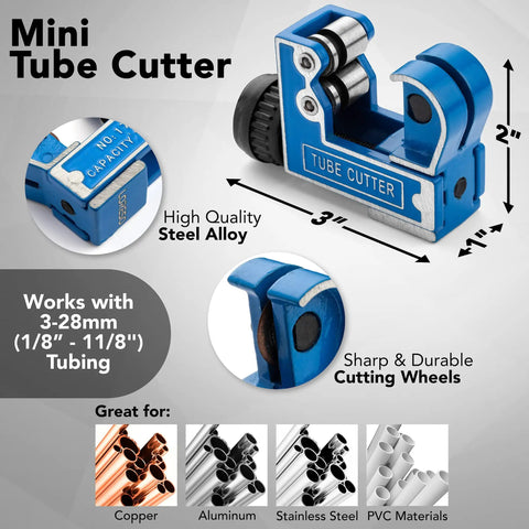 Pro Grade Mini Pipe Cutter For Copper Brass Aluminum And Thin Stainless Steel Pipes 1/8 Inch To 1 1/8 Inch Tube Cutter Tool