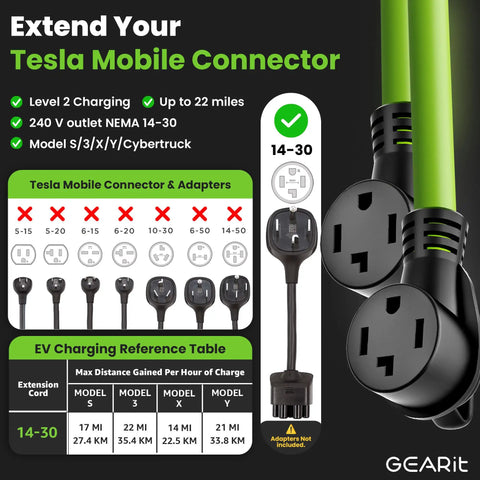 Four Prong Dryer Y Splitter Cable 30 Amp NEMA 14 30P To Dual NEMA 14 30R Receptacles STW 10AWG 4C Power Cord for Tesla