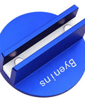 Universal Aluminum Slotted Grooved Magnetic Jack Pad With Frame Rail Protection for Cars, SUVs, Trucks and Pickups, blue, top view
