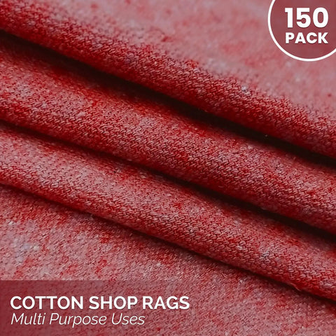 Heavy Duty Cotton Shop Towels Red Pack Of 150 Absorbent Cleaning Rags For Auto Garage And Home Multipurpose Towels