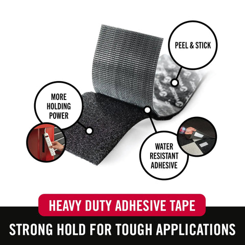Heavy Duty Hook And Loop Fasteners Black 4 Ft By 2 In For Indoor And Outdoor Use With Industrial Strength Adhesive detailed view
