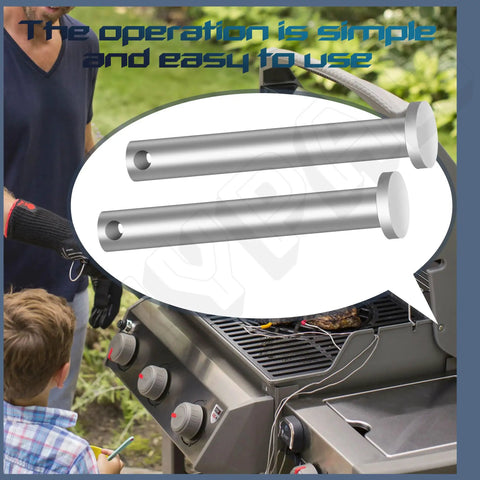 Top Shelf Grill Lid Hinge Replacement Kit Four Pack For Weber 88206 Outdoor Cooking Hardware Rust Resistant Silver Metal Posts in hand.