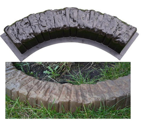 Two Piece Round Edge Concrete Molds For DIY Border Edging, ABS Plastic Log Edging Molds, Stone Look Border Molds