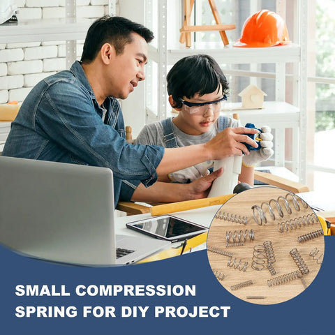 Father and son working with DIY Friendly Compression Spring 12 Mm Outer Diameter 1 Mm Wire 25 Mm Free Length 304 Stainless Steel