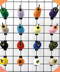 32 Pack Black Gridwall Hooks Six Inch Heavy Duty Display Hooks For 3 X 3 Wire Grid Panels displaying colorful spools of thread.