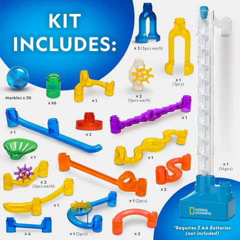 Epic Marble Run Kit With Motorized Elevator And Spiral Lift 150 Piece Marble Maze Set With 30 Marbles Storage Bag Included