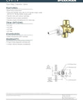 Two Way Brass Shower Transfer Valve With Ceramic Cartridge, 1/2 In NPT Inlet And Two Outlet Connections, Mounting Plate Included