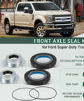 Premium Front Axle Seal Kit For Dana Sixty And Fifty Fits Ford Super Duty F250 F350 F450 F550 Four Wheel Drive with seals and caps.
