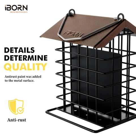 Outdoor Suet Feeder With Squirrel Proof Hook For Birds All Metal Roofed Cage Feeder Weatherproof Backyard Woodpecker Friendly Bird Feeder Easy Hang 1 Pack Today with anti-rust metal surface.