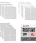 DIY Window Screen Patch Repair Kit With 14 Sheets Grey Black 3 Size Options Strong Adhesive Fiberglass Tape displayed