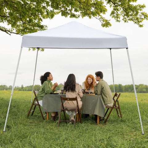 10x10 Pop Up Gazebo Tent With Slant Leg Frame, Waterproof Canopy With UV Protection, Easy Setup For Parties, BBQs, Weddings And More, Fits 8 To 10 People, Three Height Settings 7.3 To 7.9 Feet, Durable Outdoor Event Shelter