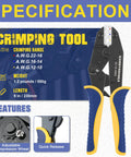 haisstronica HS-8327 crimping tool with 200 marine-grade heat shrink connectors, AWG 22-10, blue and yellow grips