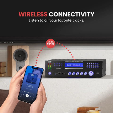 Four Channel 1000W Bluetooth Power Amplifier With Built In CD DVD Player FM Radio USB A Headphone Jack And Echo Effects, remote control