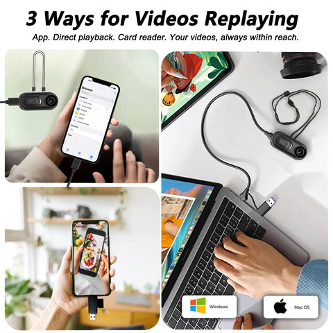 3 methods for replaying videos from 4K Mini Body Camera With Stabilization And Hands Free Magnetic Clip For Cycling Travel Work