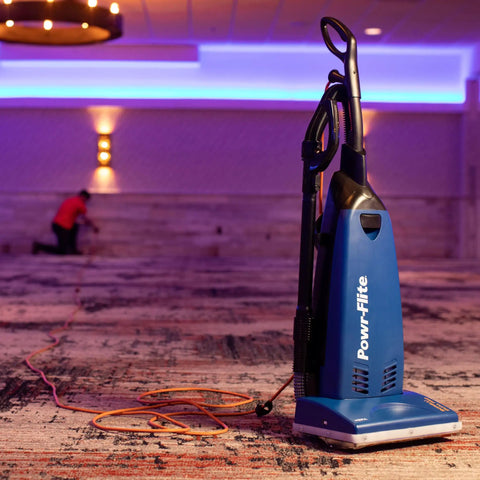 Powr-Flite Borelli Dual Pro Upright Vacuum With HEPA Filtration For Heavy Duty Commercial Use Powerful Dual Motor High Suction Bagged Design Ideal Carpet And Hard Floor Cleaning Deep Clean With 14 Inch Path
