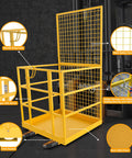 Tough As Nails Heavy Duty Forklift Man Basket And Safety Cage With 1300 Pound Capacity for aerial work, featuring mesh safety screen and non-slip floor.