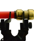 No Fuss Push To Connect Plumbing Tool with Interchangeable Faceplates for One Half, Three Quarter, and One Inch Fittings, gripping pipe