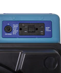 Heavy Duty Air Scrubber Slings Seven Five Zero Cfm Negative Air Through Triple HEPA Filters control panel with circuit breaker and outlet.