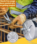 Worker using 6.25 Inch Aluminum Tie Wire Reel Coil Holder Wheel Lightweight Ambidextrous With Built In Belt Loops at construction site