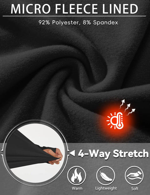 Close-up of black micro fleece fabric and stretch detail of Cozy Womens Quarter Zip Fleece Lined Pullover With Thumb Holes