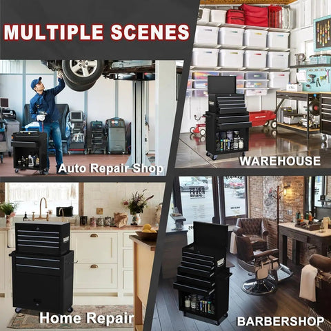 Heavy Duty Eight Drawer Rolling Tool Chest With Lockable Metal Cabinet For Garage And Workshop Setup Detachable Top Box Tough As Nails Steel Build For No Nonsense Shop Organization In Black