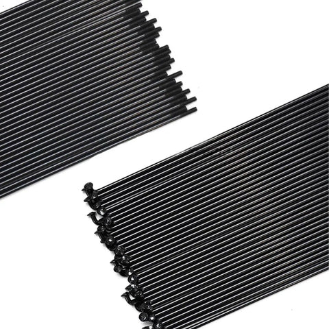 Heavy Duty Bicycle Spokes Set For Electric Bikes And Tricycles, Black Carbon Steel Spokes, 76mm To 280mm, shown with nipples