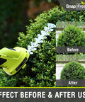 2 In 1 Cordless Hedge Trimmer And Grass Shears For Garden Yard And Lawn Lightweight Handheld Electric Trimmer Before After