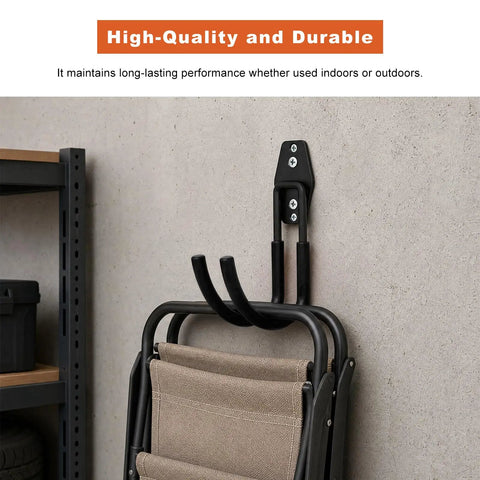 Heavy Duty Steel EV Charger Bracket Wall Mount Garage Cable Organizer Non Slip Handle for hanging folded chairs indoors.