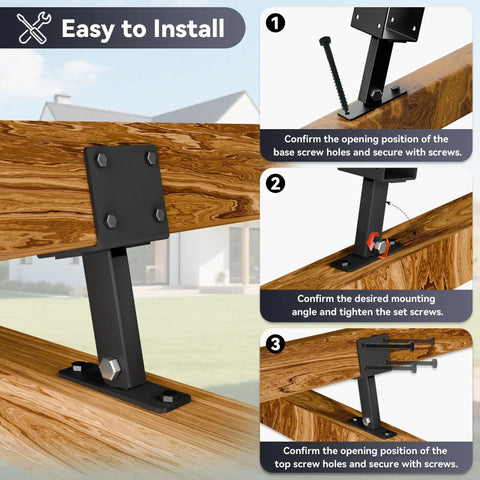 Beefy Gazebo Roof Riser Brackets Kit With Adjustable 90 Degree Supports For 4x4 And 4x6 Lumber, Wind And Snow Resistant, Includes Screws And Drill Bits, Black 3 Pack