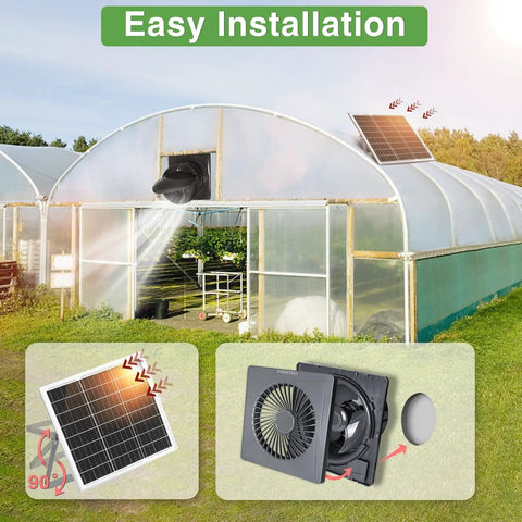 High Speed Solar Powered Exhaust Fan With 8-Inch Vent For Sheds, Chicken Coops, Greenhouses And Dog Houses, 25W Solar Panel