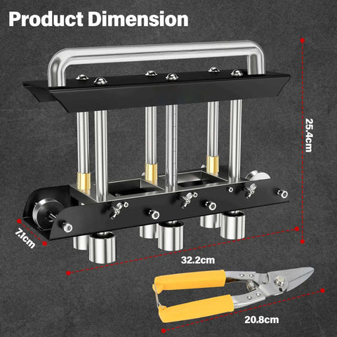 3-Station Edge Roller Bender with dimensions, sheet metal tool for 0-90 degree bends, suitable for 29-22 gauge steel.