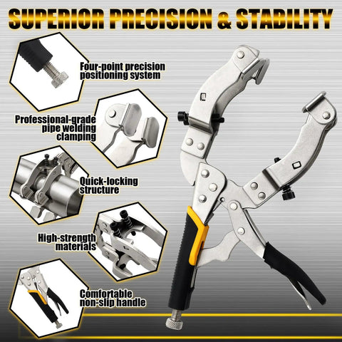 11 Inch Locking Welding Pipe Pliers Clamp For Round Tubes 2 To 3.5 Inches Heavy Duty High Carbon Steel For Metal Fabrication Industrial Home Workshop DIY Woodworking, with non-slip handle