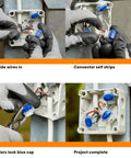 Installation of Blue Insulation Displacement Connector For 2 Or 3 Wires Pigtail Self Stripping And Moisture Resistant 22 To 14 AWG