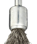 Crimped Wire End Brush For Drills And Die Grinders Half Inch Shank With Stainless Steel Fill 0.0104 Inch USA Made