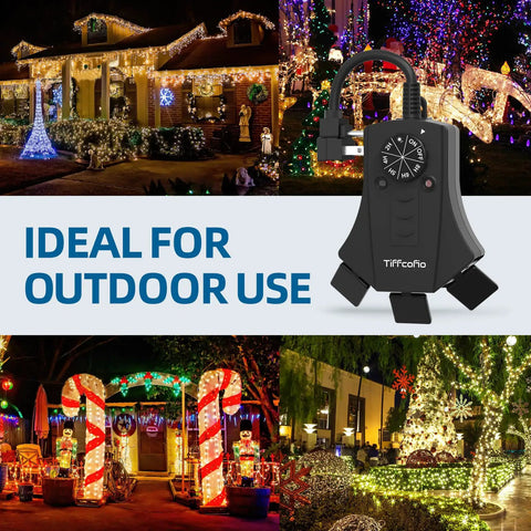 Smooth Operator Weatherproof Premium Outdoor Timer Controller delivering Zero Stress Wiring for holiday light setups.
