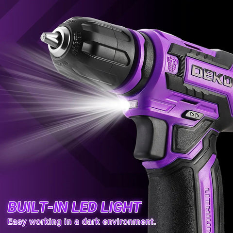 Cordless Drill 12V Power Drill Set With LED Light 800 RPM Small Drill With Three Eighths Inch Keyless Chuck Portable Tool