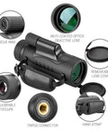 Compact 8x42 Monocular Telescope for Outdoorsy Adventurers, waterproof and shockproof with hand strap and HD view, detailed parts view