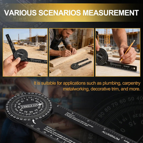 Dead On Aluminum Miter Saw Protractor Angle Finder Tool For Crown Molding And Trim Work Heavy Duty Carpenter Gauge measuring angles