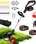 Cordless Weed Wacker 21V Battery Powered Lightweight 3in1 Trimmer Edger Brush Cutter with Wheels and 4 Blade Types
