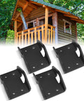 Heavy Duty Treehouse Bracket Set, 4 Pieces For 1.25 Inch Lag Bolts, Strong Steel, Black Powder Coated Finish, Outdoor Deck And Treehouse Construction Hardware For Solid Support on treehouse and brackets