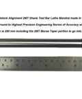 Pro Grade Precision Steel Lathe Alignment Test Bar Mandrel MT2 Long 280 mm OAL with ruler for size reference