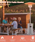 Propane Outdoor Patio Heater 50,000 BTU With Instant Heat, 360 Degree Heating Coverage for Six to Eight People in patio setting