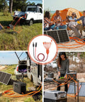 7in1 Solar Panel Connector Kit MC4 To DC with portable power stations and solar panels in various outdoor settings