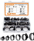 60 Piece Stainless Steel Adjustable Hose Clamp Kit 6-38mm Range Worm Gear Clamps For Plumbing And Automotive, black finish