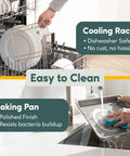 Quarter Sheet Pan With Wire Rack Set For Oven Use being cleaned; cooling rack in dishwasher, baking pan in sink, easy to clean.