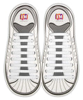 Elastic No Tie Shoelaces For Sneakers Adults And Kids Slip On Shoes No Fuss Easy On Easy Off Save Time Pain Free For Seniors School Sports Travel And Everyday Wear, white silicone pair